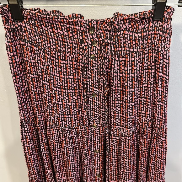 Whistles Multicolour Twist Dot Print Skirt Size 4 Midi Length Purple Viscose - Picture 4 of 8